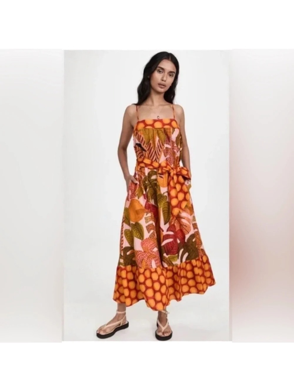 Farm Rio Summer Dream Linen Blend Maxi Dress XS